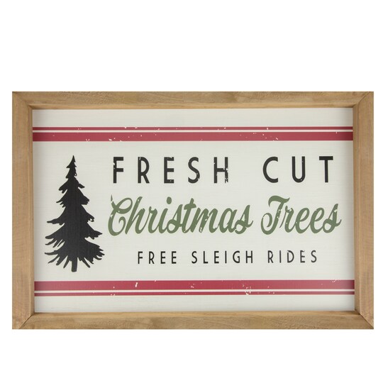 Northlight; Northlight 18" Wooden Framed "Fresh Cut Christmas Trees" Wall Sign; Category:Christmas Wall Decor; Image:1